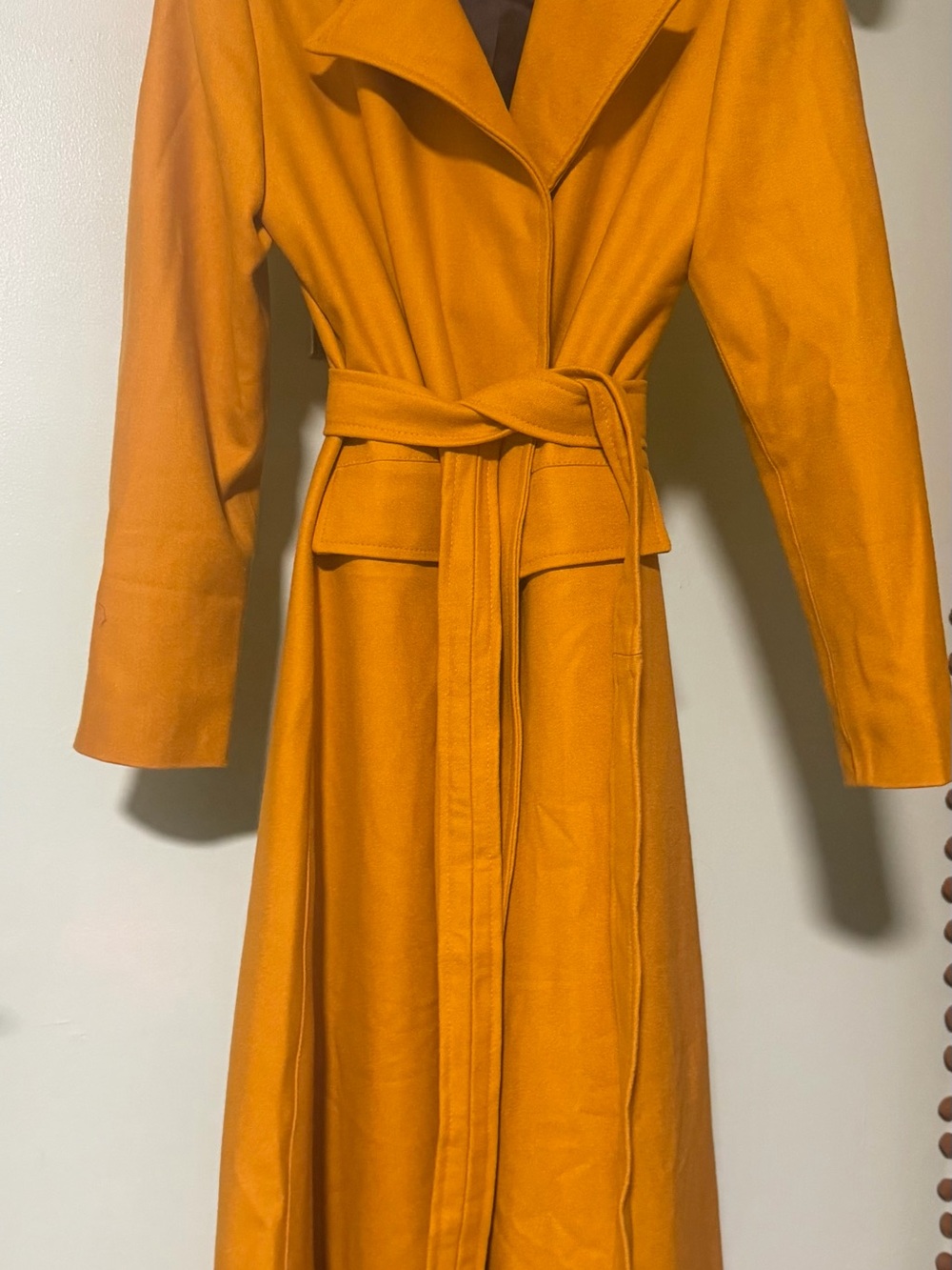 Long Maxi Yellow Wool Trench Coat